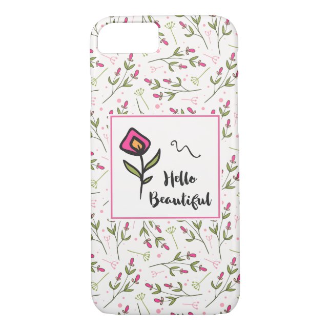 Hello Beautiful Pretty Pink Orange Wildlflower Case-Mate iPhone Case (Back)