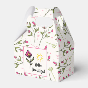 Hello Beautiful Pretty Pink Orange Wildlflower Favor Box