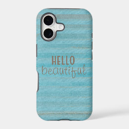 Hello Beautiful Quote Boho Striped Pattern