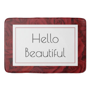 "Hello Beautiful" Red Rose Large Bath Mat