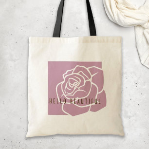 Hello Beautiful - Simple Modern Pink Rose Tote Bag