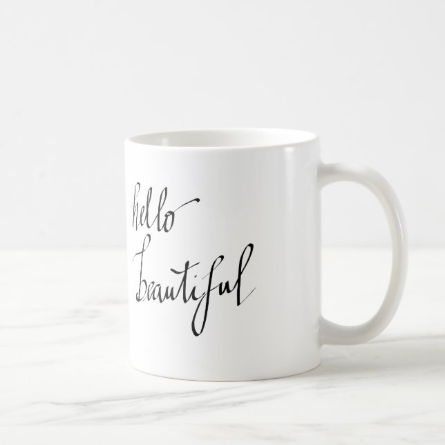 Hello Beautiful Simple Typography Script Coffee Mug (Right)