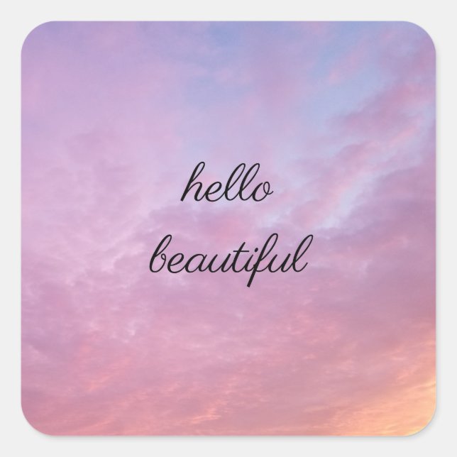 Hello Beautiful Square Sticker (Front)