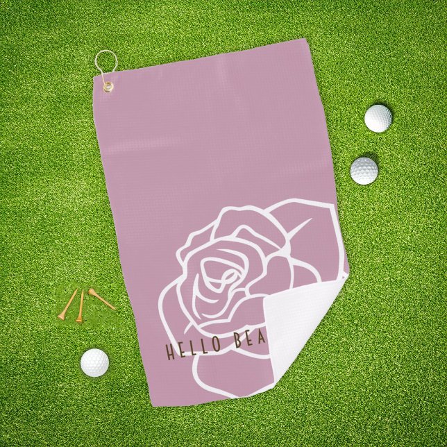 Hello Beautiful - Stylish Modern Pink Rose Golf Towel (Creator Uploaded)