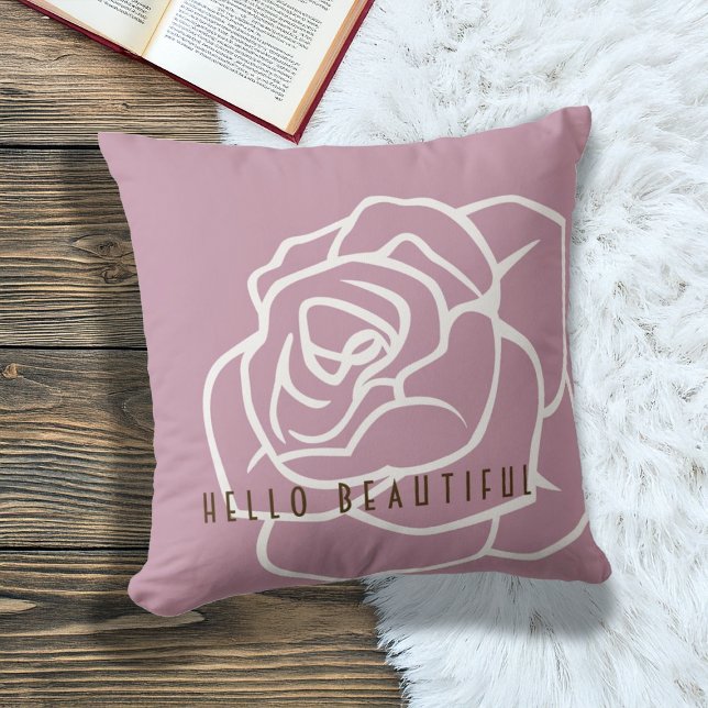 Hello Beautiful - Stylish Modern Pink Rose Throw Pillow (Creator Uploaded)