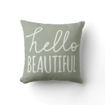 Hello Beautiful Typography Whimsical Girly Grey