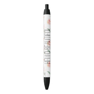 Hello Beautiful Watercolor Floral Black Ink Pen