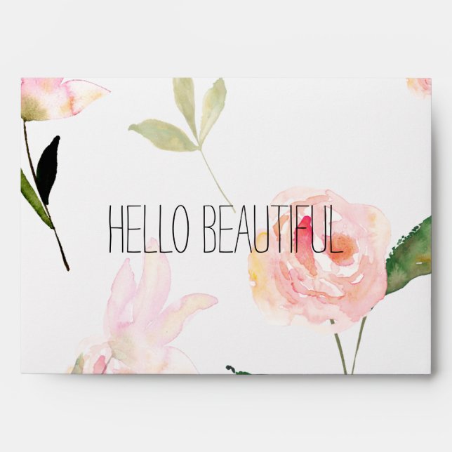 Hello Beautiful Watercolor Floral Envelopes (Front)