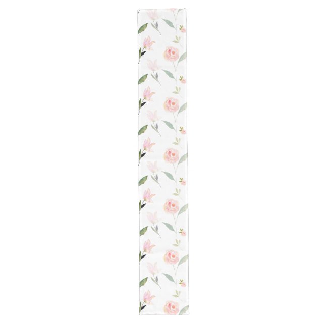 Hello Beautiful Watercolor Floral Long Table Runner (Front)