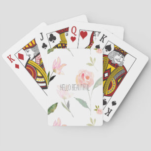 Hello Beautiful Watercolor Floral Playing Cards