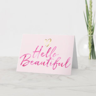 Hello Beautiful with Gold Heart Card