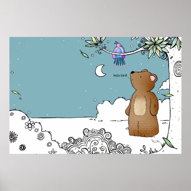 Hello Bird said Mr Bear - poster print (Front)