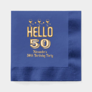 Hello Birthday / Anniversary Any Age Wine Glasses Foil Napkins