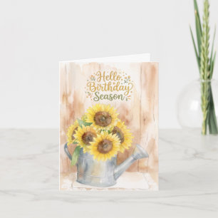 Hello Birthday Season Yellow Sunflowers Card