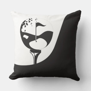 Hello Black and White Golf Theme Throw Pillow
