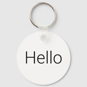 Hello black and white minimalist modern chic funny keychain