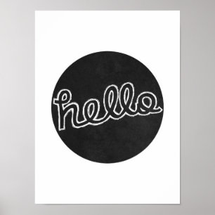 Hello - Black and White Poster