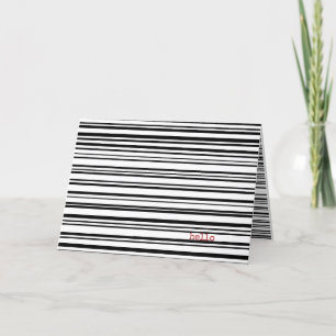hello black and white stripes card
