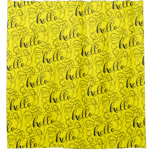 HELLO black seamless pattern with LINES