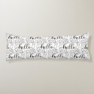 HELLO black seamless pattern with LINES Body Pillow