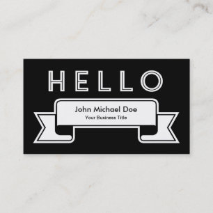 Hello! Black & White Minimalist Modern Business Card