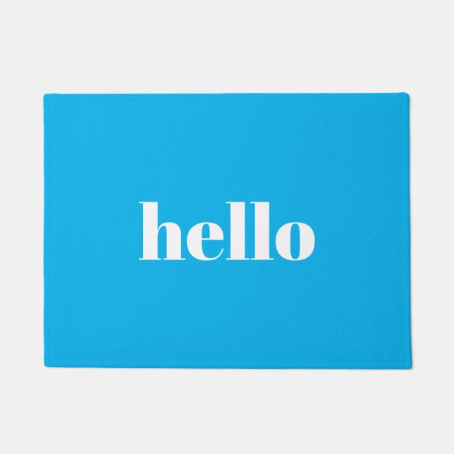 Hello Blue Welcome Mat (Front)