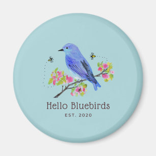 Hello Bluebird Magnet - Blue