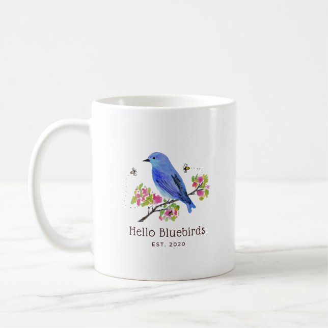 Hello Bluebirds Mug - White (Left)