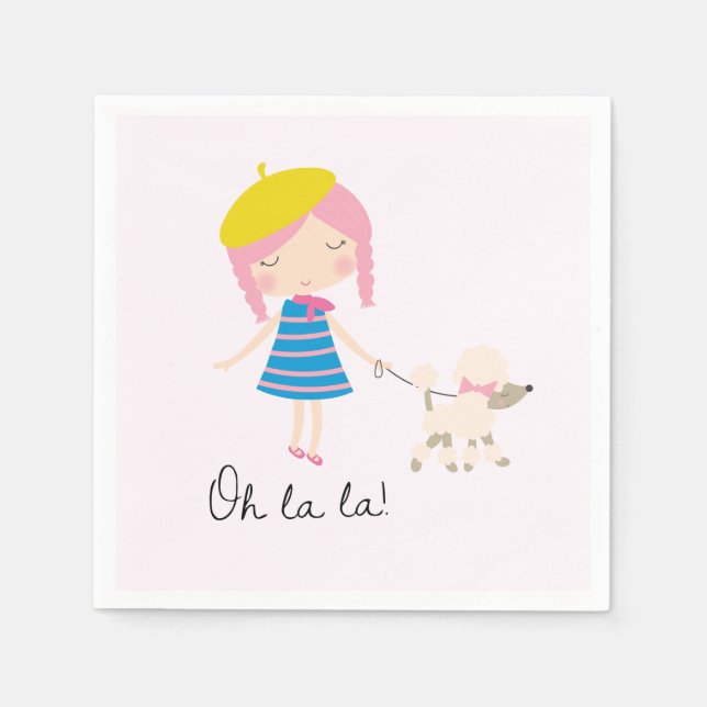 Hello Bonjour Parisian Birthday Paper Napkins (Front)