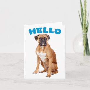Hello Boxer Puppy Dog - Miss You, Friendship Card
