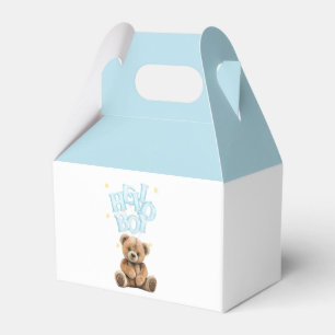 Hello Boy Balloon Teddy Bear Boy Baby Shower Favor Box