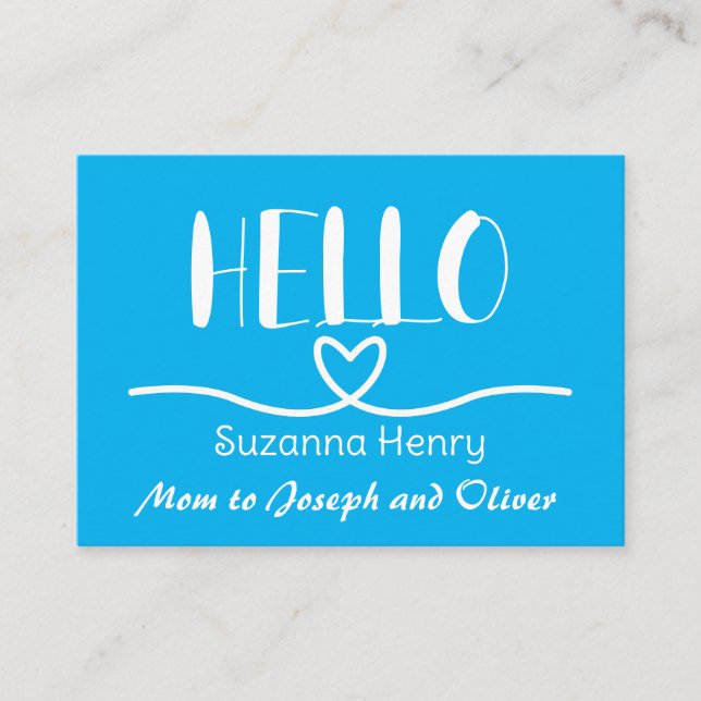 Hello Boy Mom Contact Card Mommy Calling Card (Front)