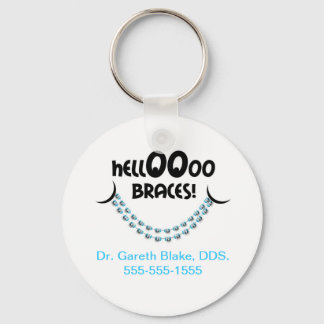 Hello Braces Blue Orthodontist Patient Gift Custom Keychain
