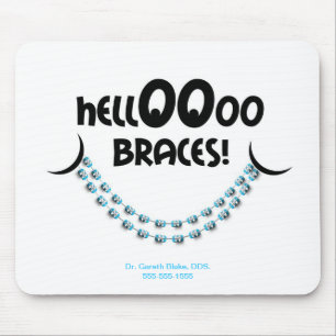 Hello Braces Blue Orthodontist Patient Gift Custom Mouse Pad