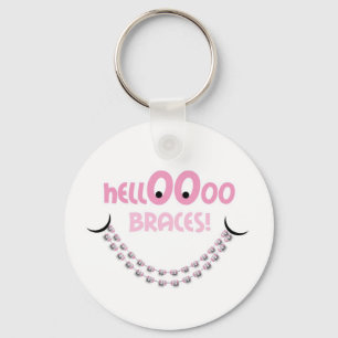 Hello Braces Pink Keychain