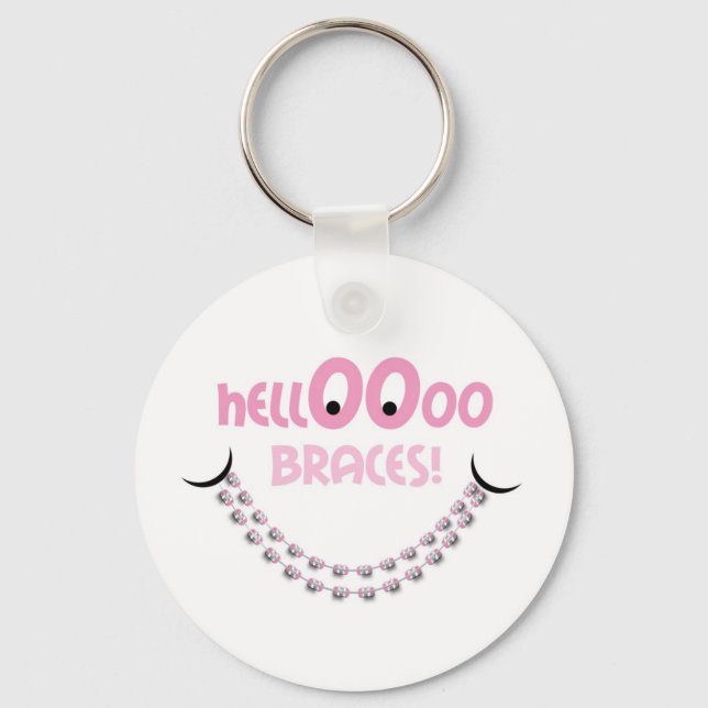 Hello Braces Pink Keychain (Front)