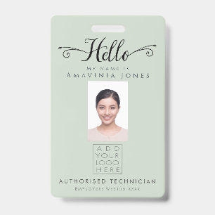 Hello Business Photo ID Identification Plastic Badge