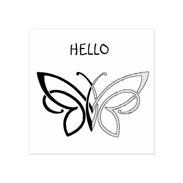 Hello,  Butterfly Rubber Stamp (Imprint)