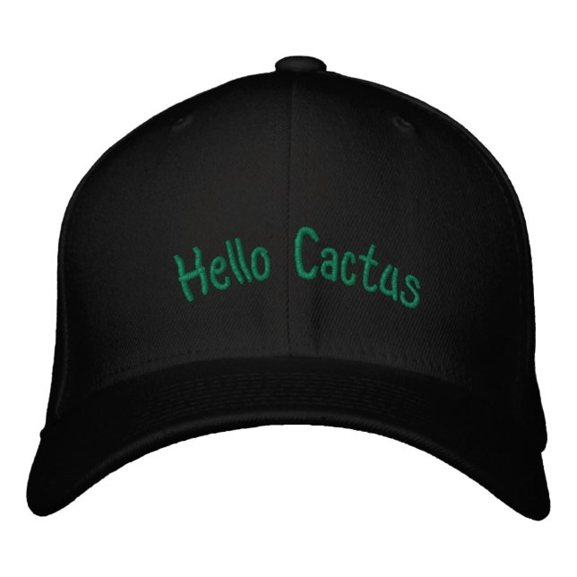 Hello Cactus Funny  Embroidered Hat (Front)