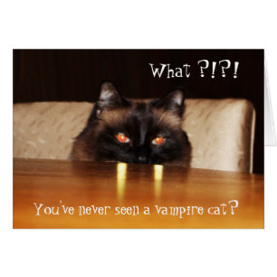 Hello Card Cute Funny Vampire Cat Photo