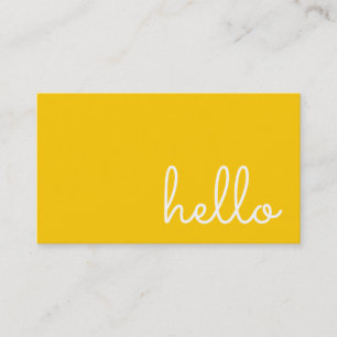 Hello   Casual Modern White & Yellow Business Card