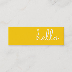 Hello   Casual Modern White & Yellow Mini Business Card