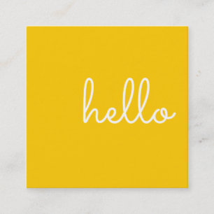 Hello   Casual Modern White & Yellow Square Business Card