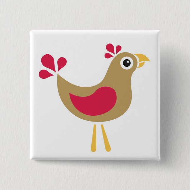 Hello Chicken! Funky Chicken Pin Badge (Front)