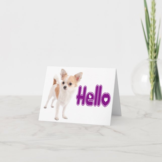 Hello Chihuahua Puppy Dog Blank Notecard (Front)