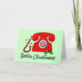 Hello Christmas! Retro Phone Blank Holiday Card