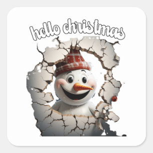 hello christmas square sticker