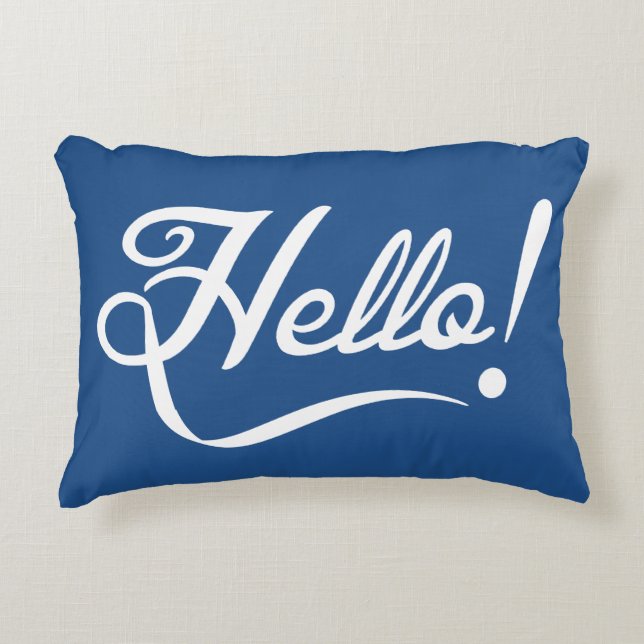 Hello Classic Blue Accent Pillow (Front)
