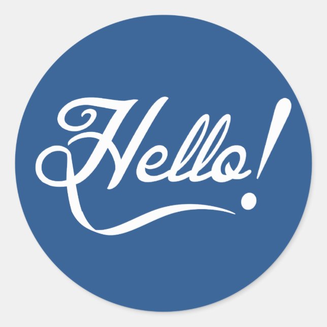Hello Classic Blue Round Sticker (Front)