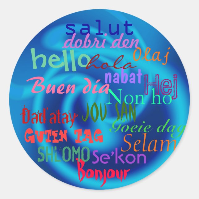 hello classic round sticker (Front)